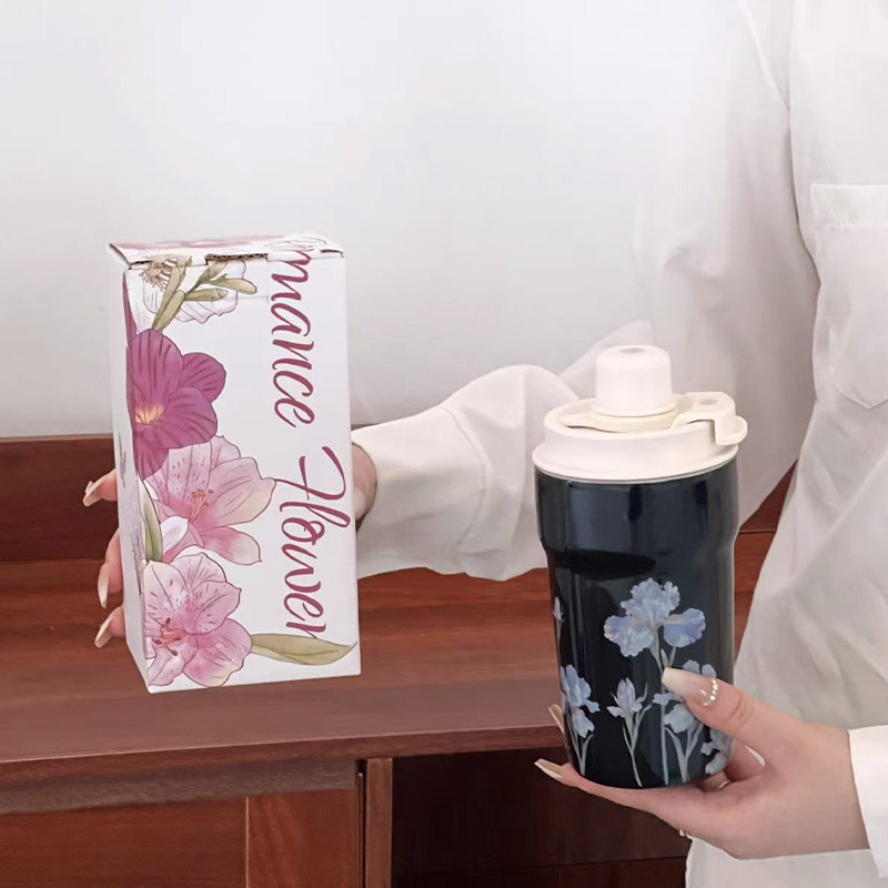 Shang 'en cerámica bebida directa taza de cerámica portable taza de cerámica creativa taza de cerámica portable taza de cerámica portable de flores