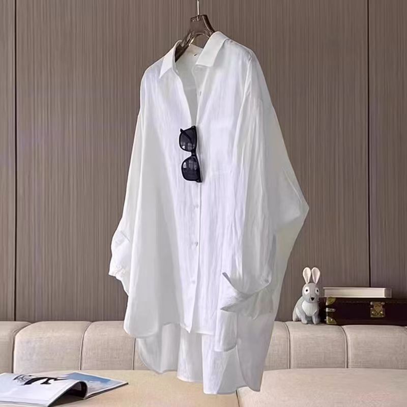 White Cotton and Linen Long-Sleeved Shirt for Women, Early Autumn French-Style Loose Outerwear, Sun-Protective Shirt with a Unique Design, Niche Linen Top White Cotton and Linen Long-Sleeved Shirt for Women, Early Autumn French-Style Loose Outerwear, Sun-Protective Shirt with a Unique Design, Niche Linen Top