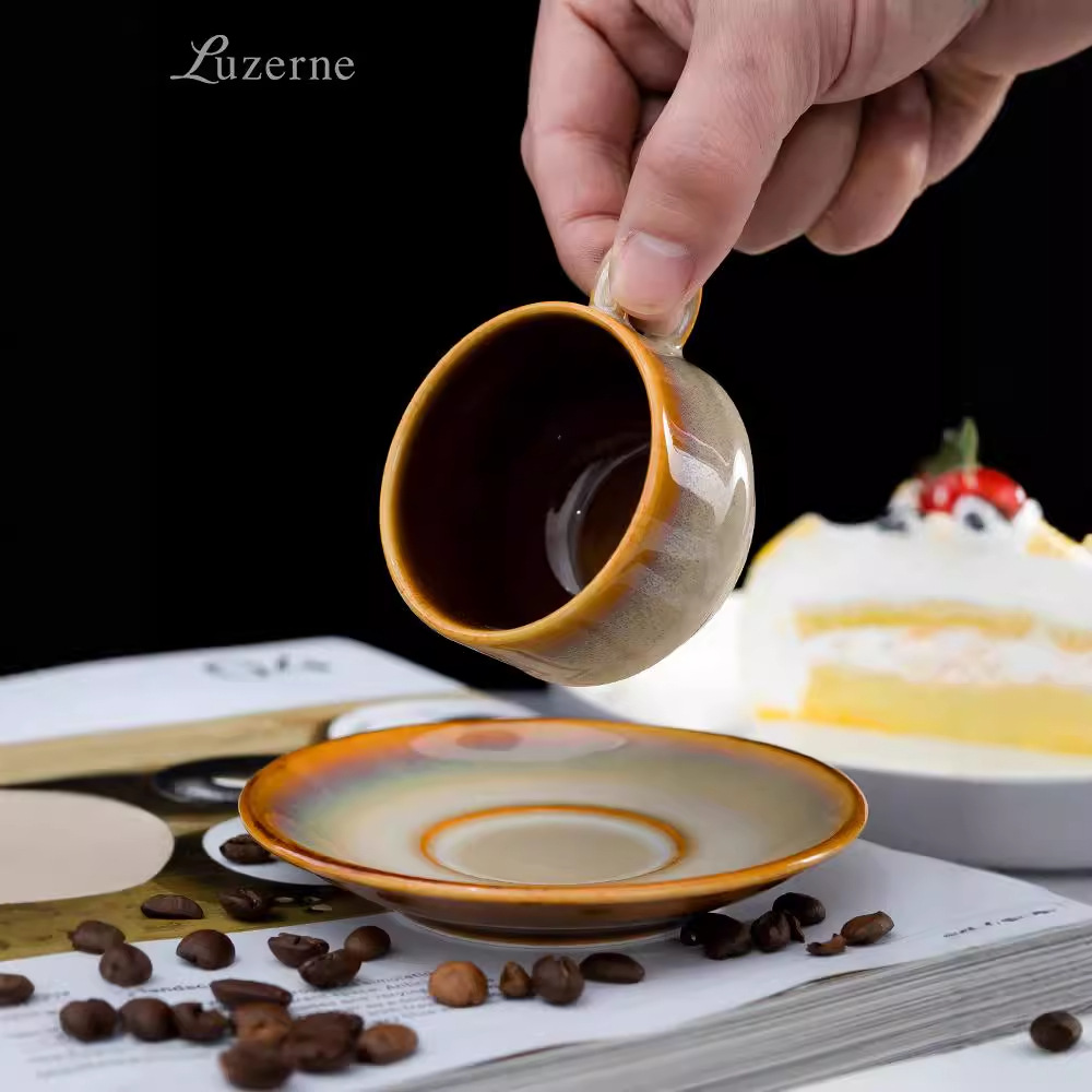 Exportación transfronteriza de tazas/platos de cerámica de alta calidad, estéticamente agradables, de estilo europeo, de color sólido, sencillos, con acabado al horno y de moda.