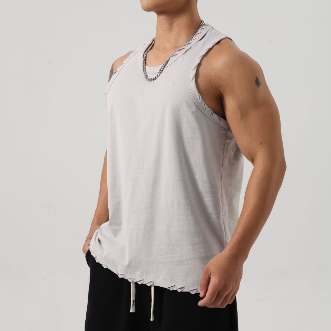 American-style Hole Sports Vest Men's Summer Fitness Training Loose Breathable Sleeveless T-shirt Clothes
