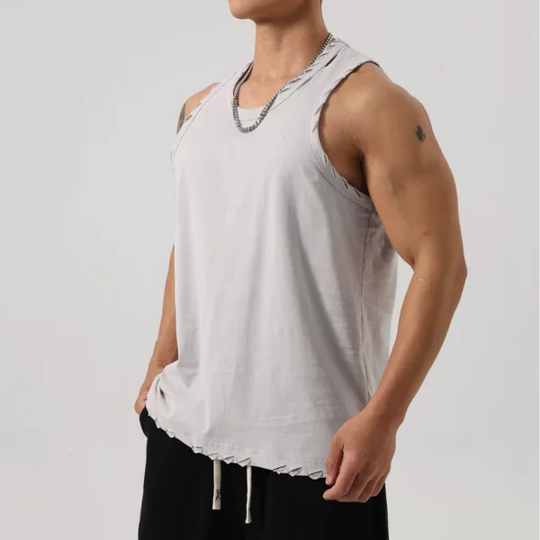 American-style Hole Sports Vest Men's Summer Fitness Training Loose Breathable Sleeveless T-shirt Clothes