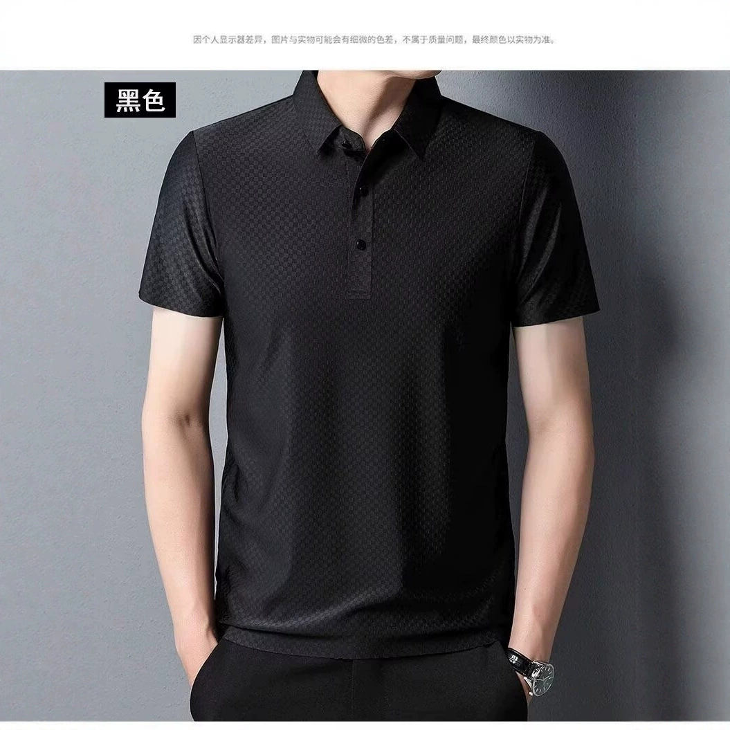 Silk polo, summer thin breathable short sleeve T-shirt for leisure