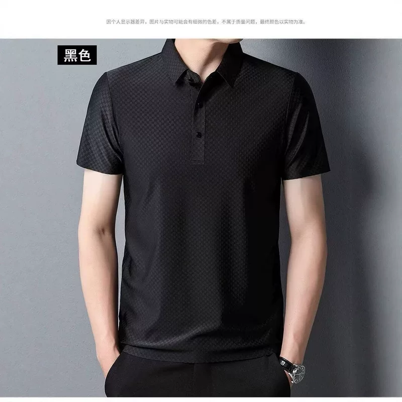 Silk polo, summer thin breathable short sleeve T-shirt for leisure