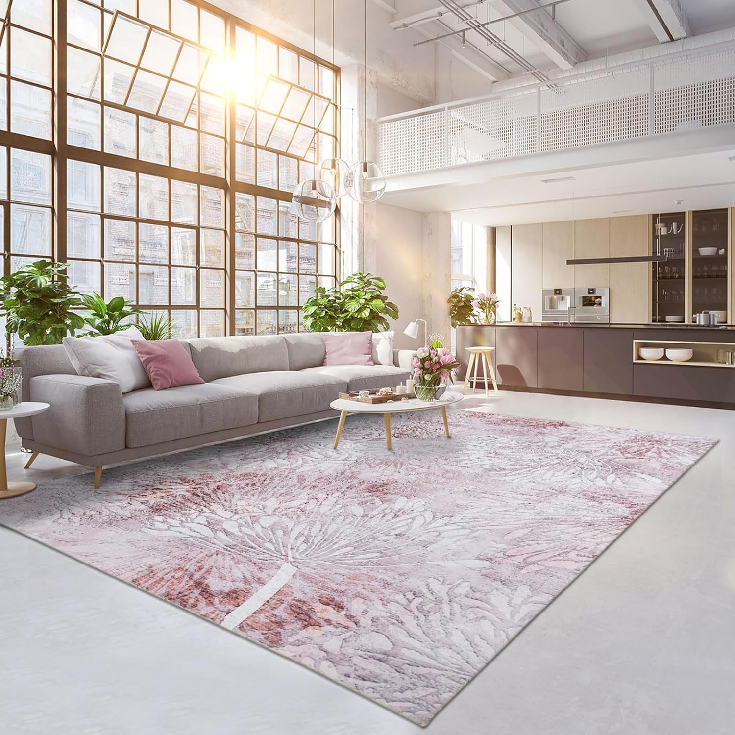 Flores de hojas verdes transfronterizas Sala de estar llena de alfombras Dormitorio Manta de cama antideslizante y resistente a la suciedad Cojín de sofá de balcón de hotel