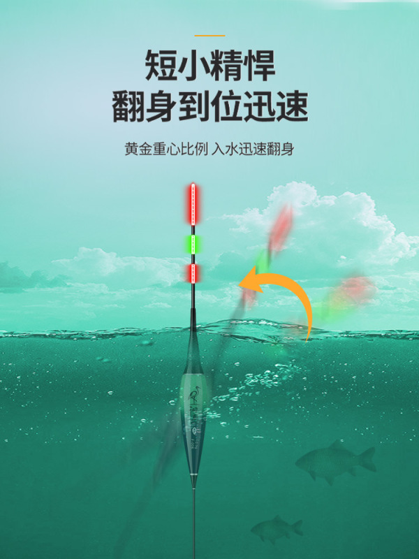 短い明るい電子フロート、昼夜兼用、フックが変色する、白いストライプ、氷釣り、鯉のフローティングフロート、夜光フロート|undefined