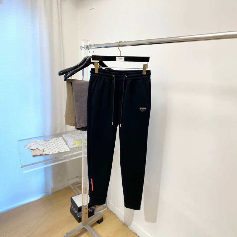 Correct version of the 2027 early spring new product Moncler TNF Prada triangle logo patchwork casual sweatpants for men and women Correct version of the 2027 early spring new product Moncler TNF Prada triangle logo patchwork casual sweatpants for men and women