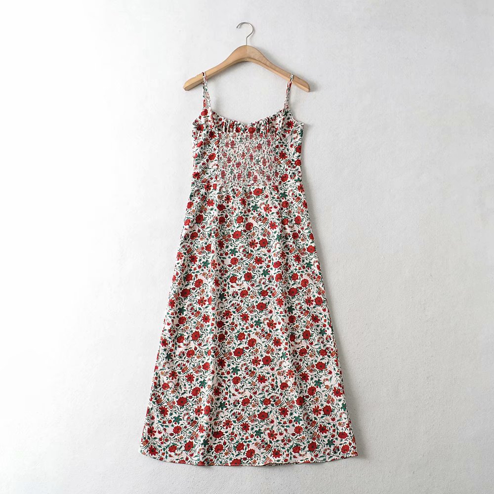 Spring Floral Slim Strap Dress NSAM49774