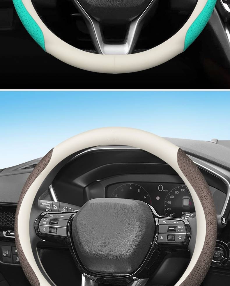 Dropshipping on Aliexpress Temu Car Steering Wheel Cover, Genuine Leather, Non-Slip, Wear-Resistant, Suitable for All Seasons, D-Shaped Handle Cover, Unisex