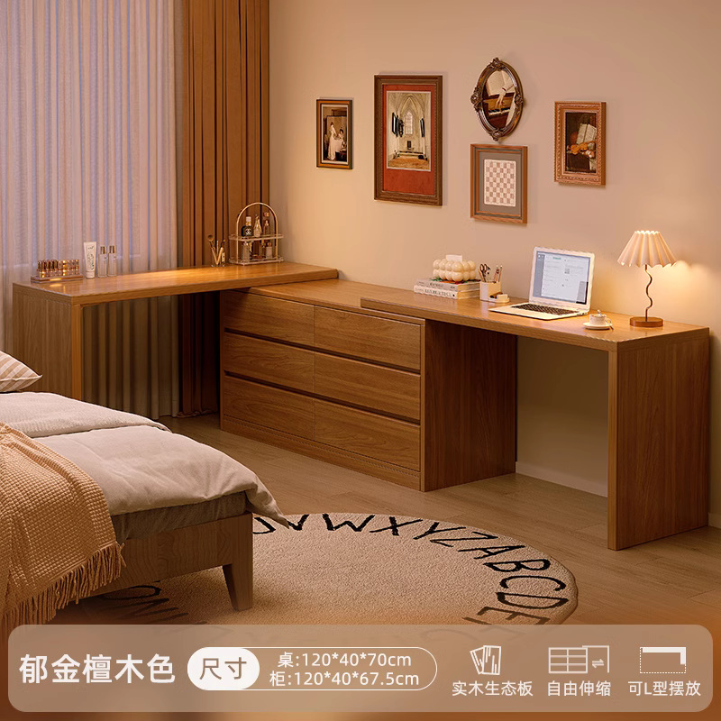 Madera maciza tocador dormitorio simple moderno 2023 nueva cama cola pecho de cajones tocador integrado nueva mesa de maquillaje chino