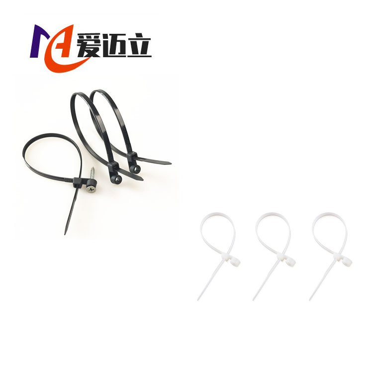 批发2.5*100螺丝孔固定头塑料尼龙扎带卡扣圆孔束线捆绑带