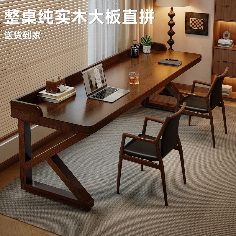 Solid Wood Desk, Study Long Table, Workbench, Antique Style Office Desk, Adult Home Bedroom Double Computer Desk Solid Wood Desk, Study Long Table, Workbench, Antique Style Office Desk, Adult Home Bedroom Double Computer Desk
