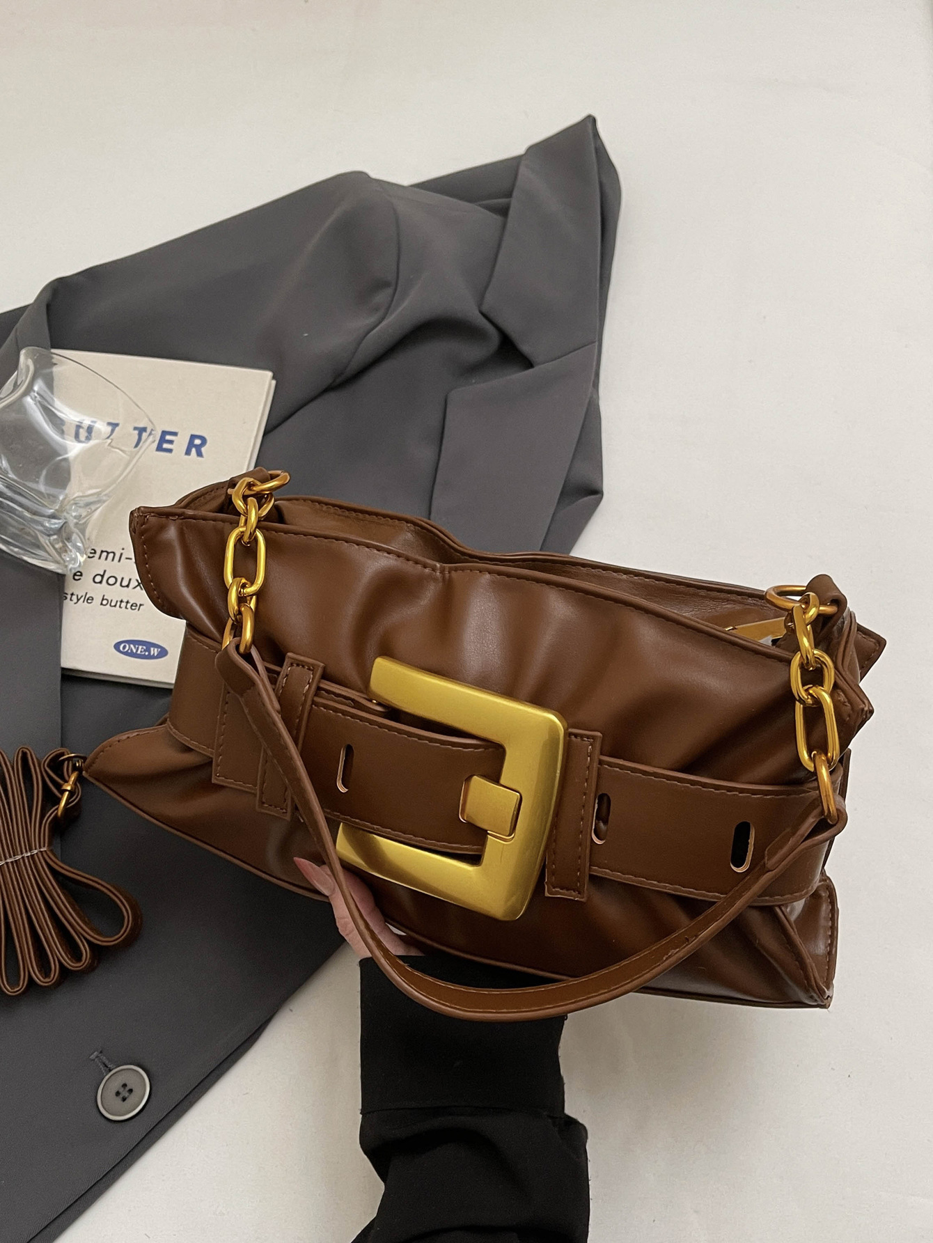 Bolso de tendencia transfronteriza de comercio exterior para mujeres 2026 nuevo bolso de textura de pulpa, bolso de lujo ligero, bolso de hombro dulce de una sola mujer