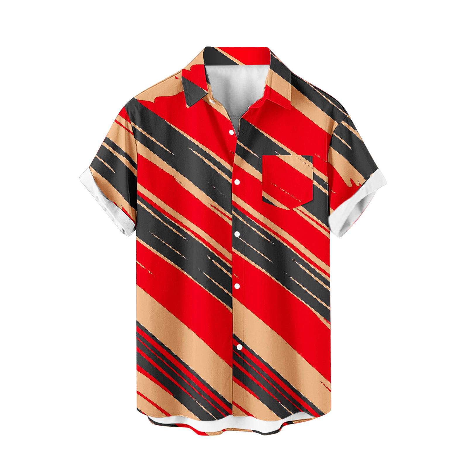 Venta caliente para hombres nueva camisa de manga corta 3D impresión digital moda casual Hawaii playa solapa para hombres