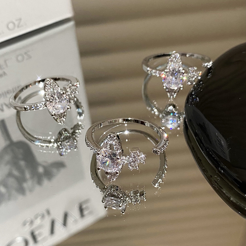 Fashion Geometric Copper Inlay Zircon Open Ring 1 Piece