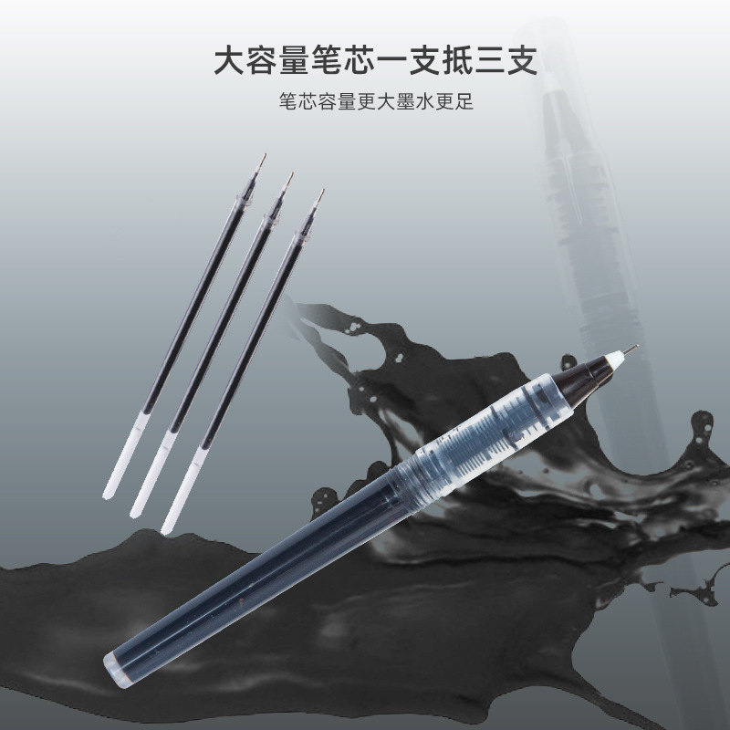 R801A recto-líquido a base de agua de recarga estudiante papelería de oficina recto-líquido pluma de gel de gran capacidad de 0,5mm