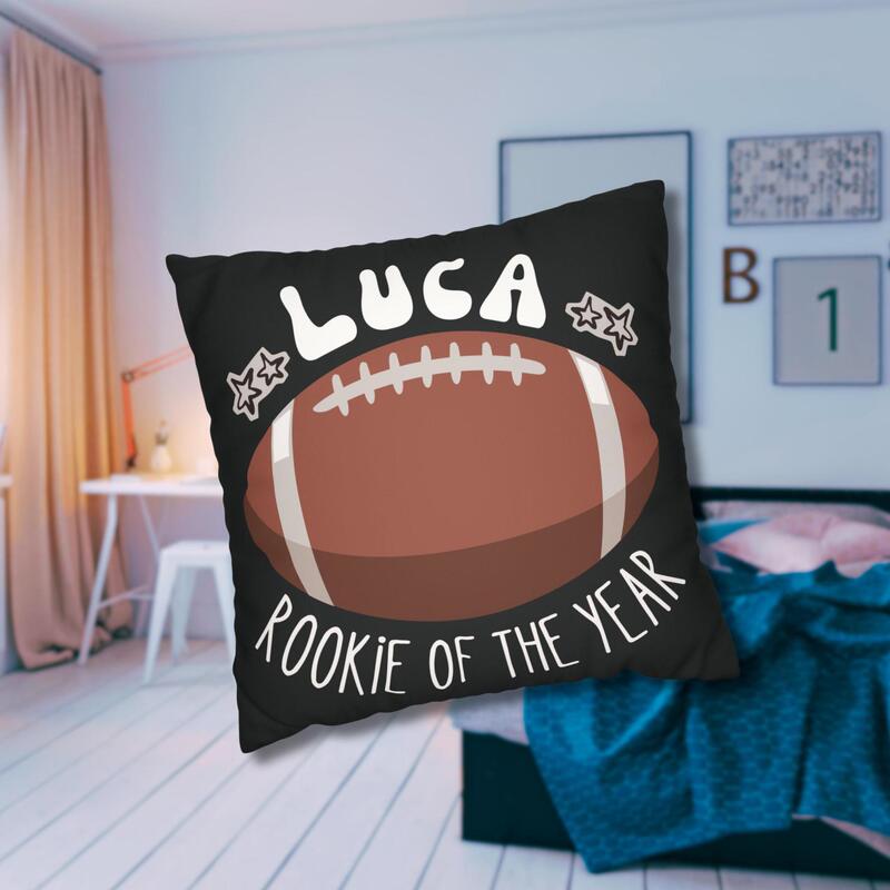 Personalized Football Pillowcase, Best Rookie of the Year Gift, Sports Decorations Children's Room Supplies