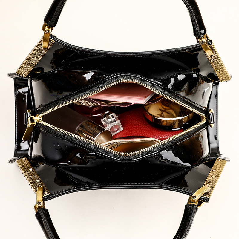 Comercio exterior mujeres bolsa 2023 nuevo cuero brillante moda portátil de gran capacidad cocodrilo patrón hombro colgado mujeres bolsa