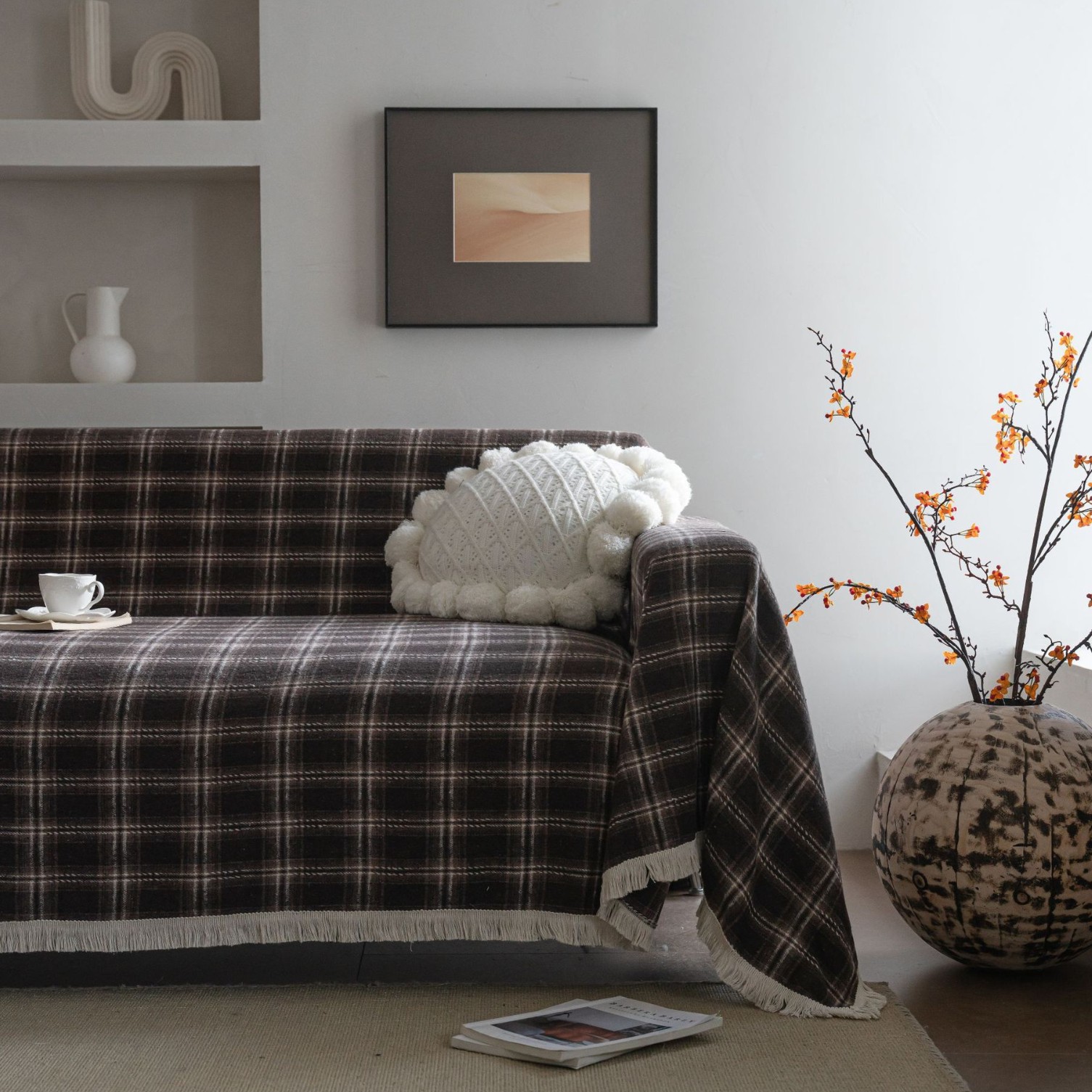 Yimanqiyun Green Plaid Woolen Cloth Multi-Purpose Sofa Towel Cover Bed Towel Bay Window Mat Table and Chair Tablecloth