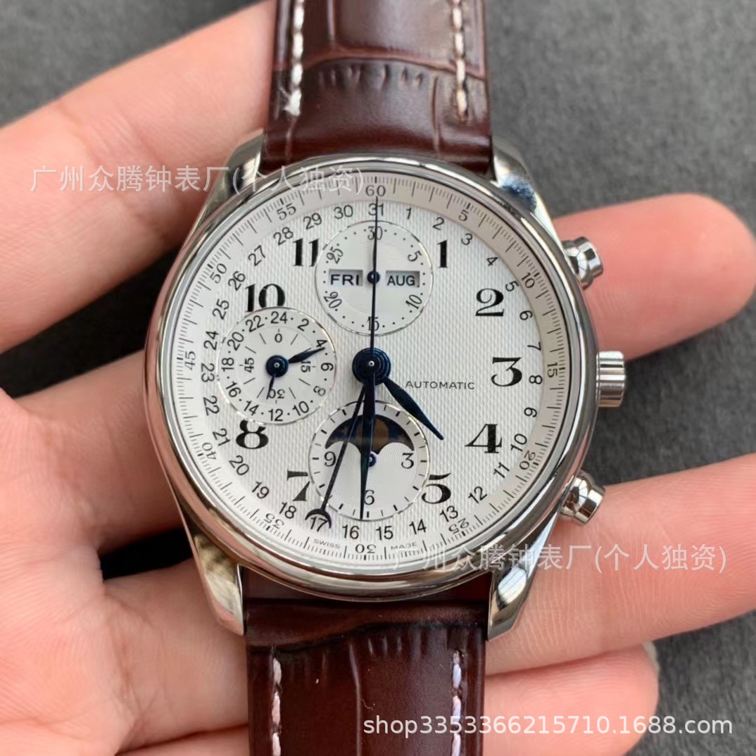 浪家名匠GS厂八针月相精钢计时琴男士防水手表全自动机械男表批发