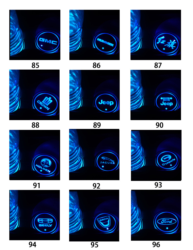 Car Luminous Water Cup Mat USB Charging Seven-Color Led Non-Slip Cup Mat Car Accessories Car Interior Atmosphere Light