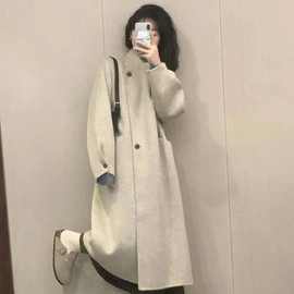 oversize中长款呢子风衣女装秋冬感小众学生穿搭毛呢外套大衣