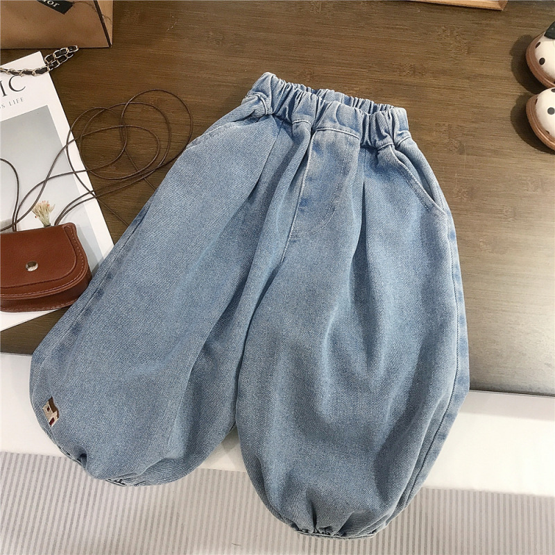 女童裤子春秋季宽松百搭束口牛仔裤新款儿童韩版洋气宝宝长裤外贸|undefined
