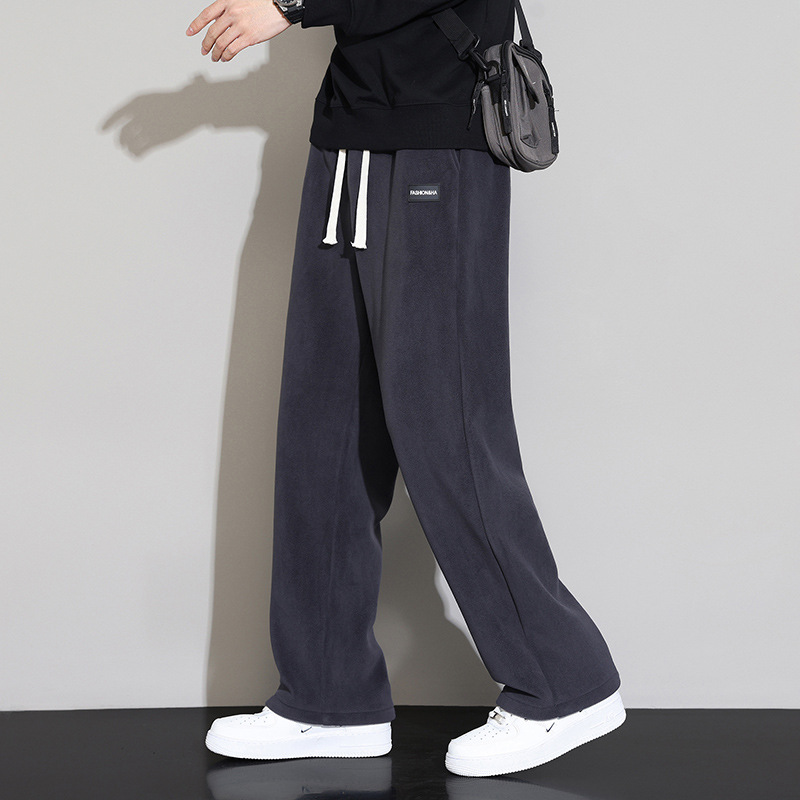 Big-hit oxford fabric pants for men—2024 autumn/winter new collection, straight-leg design, fleece-lined and extra-thick, perfect for sporty-casual wear.