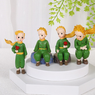 Little Prince Rose Figure Small Cake Office Ornaments Resin Craft Decorations Photo Blind Box Wholesale Dolls