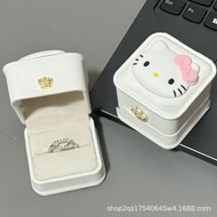 新作キティキャットdiyリングケース告白彼女プレゼントプロポーズ告白リングケースインスタ风アクセサリーケース