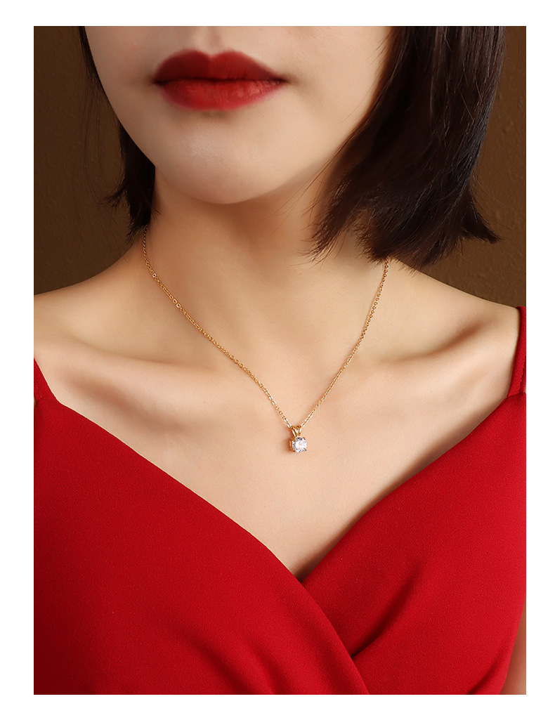 Collar De Acero De Titanio Y Circonita Con Diamantes De Moda display picture 2