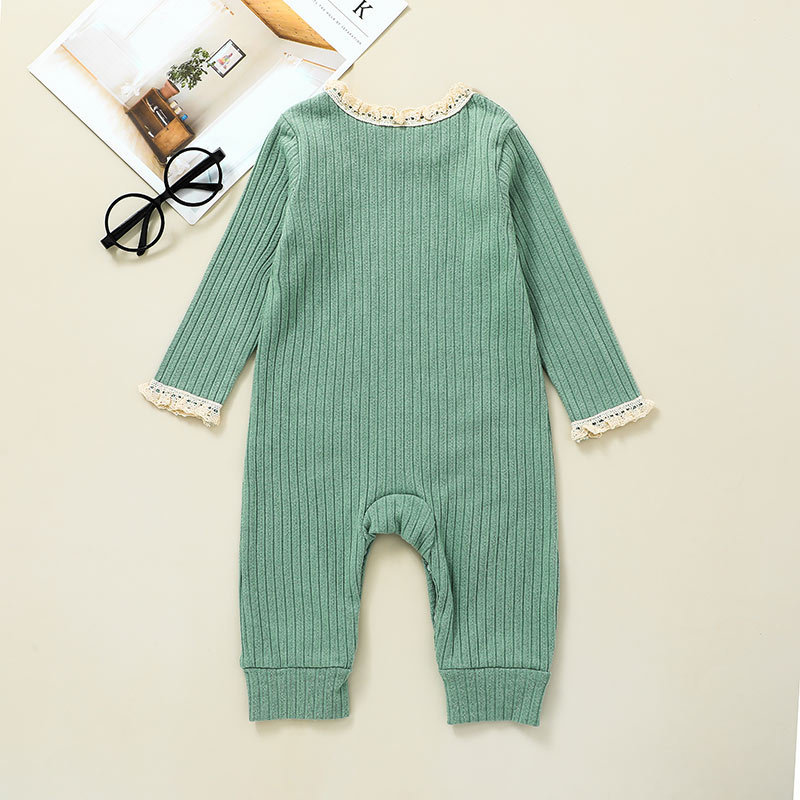 Autumn 2021 Baby Fashion Long Sleeve Rompers Jumpsuit Baby Sunken Stripe Romper Going Out Rompers In Stock Wholesale display picture 6