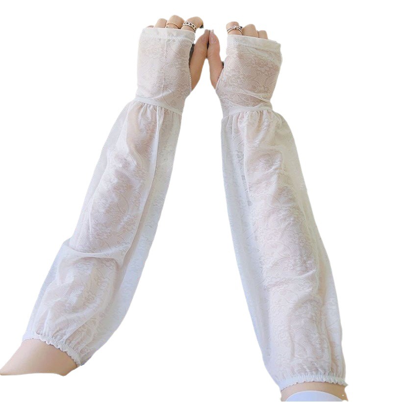 Gentle Fairy Style Lace Sunscreen Ice Sleeves Thin Driving Sunscreen Loose Sleeves Women's Ice Silk Sleeves Summer Breathable