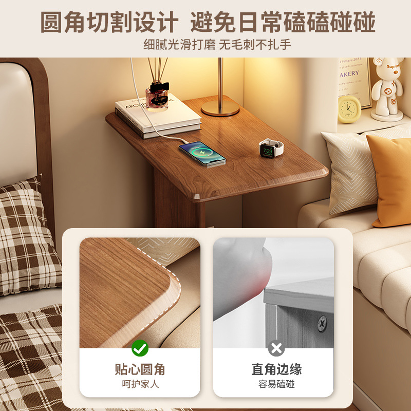 Mesita de noche de madera maciza, estante de cabecera de dormitorio simple y moderno, hogar simple, apartamento pequeño, mesa de cama de alta gama
