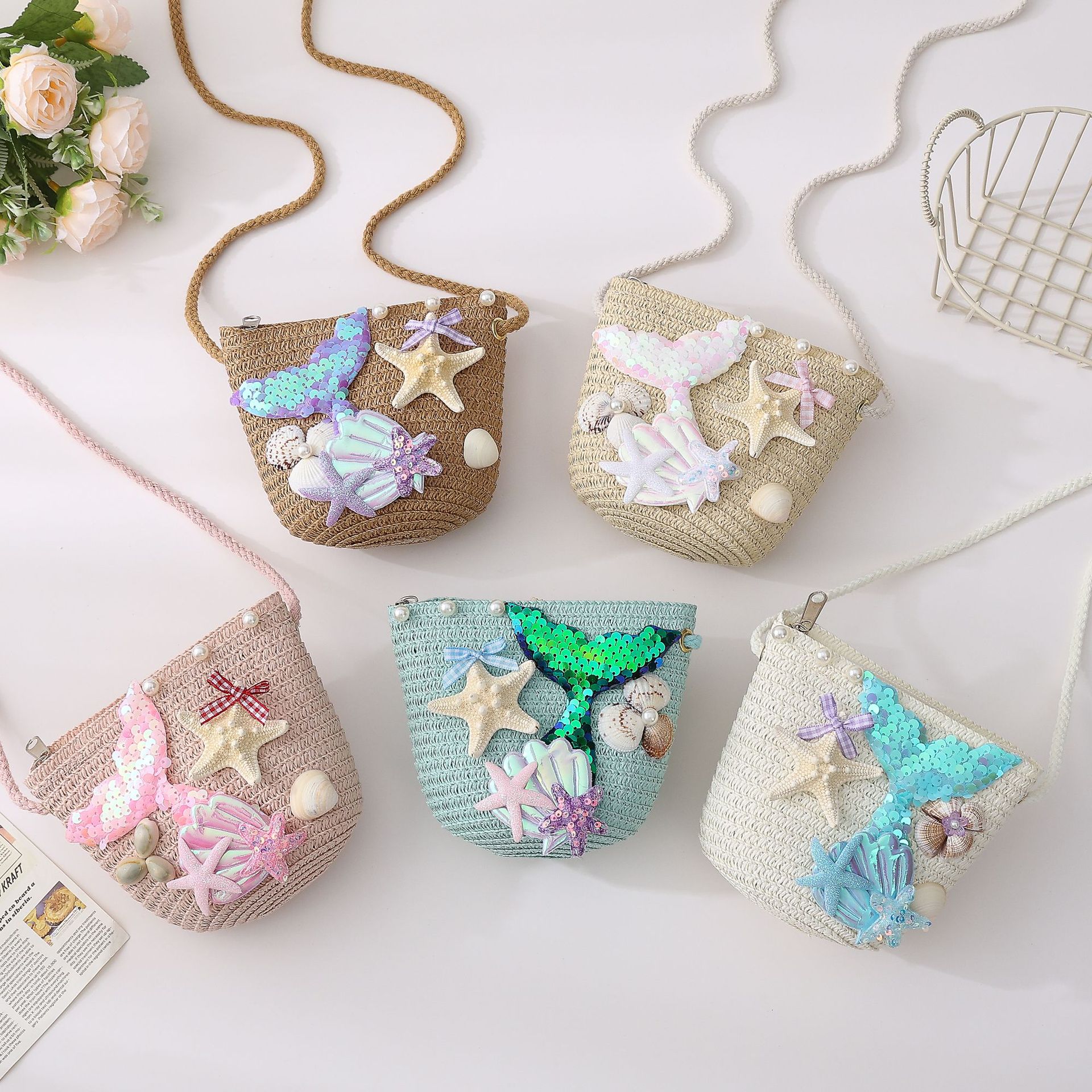 Ocean Mermaid Ins Internet Celebrity Summer Kidsren's Small Bag Crossbody Bag Girl Princess Shoulder Bag Coin Purse