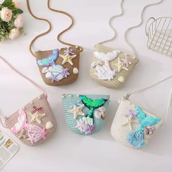 Ocean Mermaid Ins Internet Celebrity Summer Kidsren's Small Bag Crossbody Bag Girl Princess Shoulder Bag Coin Purse