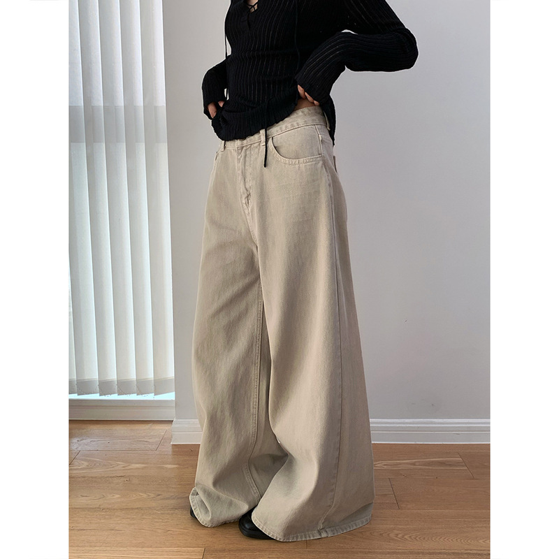 Dorothy Four Seasons Three Colors Korean Style Wide-Leg Jeans Washed Versatile Retro Loose Casual Slimming Long Pants