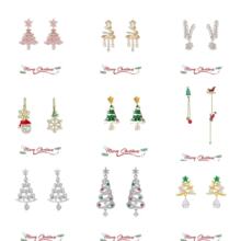 欧美跨境圣诞节耳环雪花圣诞树创意耳饰甜美气质轻奢精致百搭耳钉