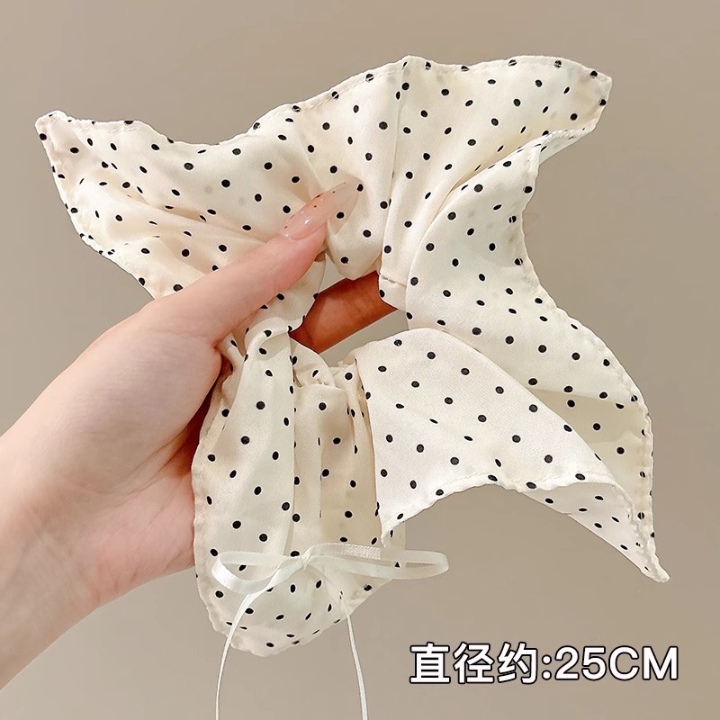 Anillo de pelo de intestino grueso súper grande coreano para mujer 2025 nuevo estilo de alta gama cordón de pelo de encaje plisado temperamento dulce cuerda de cabeza de flor