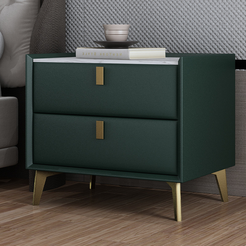 Madera sólida nórdica de lujo ligera mesa de cabecera de cama de tablero de roca simple cuero moderno red dormitorio armario de cabecera de cama simple