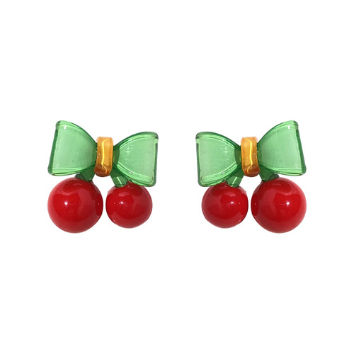 Early Summer Cherry ~ Sweet Girl Style Niche Design Earrings Women's High-Quality Gentle Earrings  New Earrings