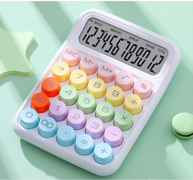 1 Piece Solid Color Learning  Abs+lcd Preppy Style Calculator display picture 2