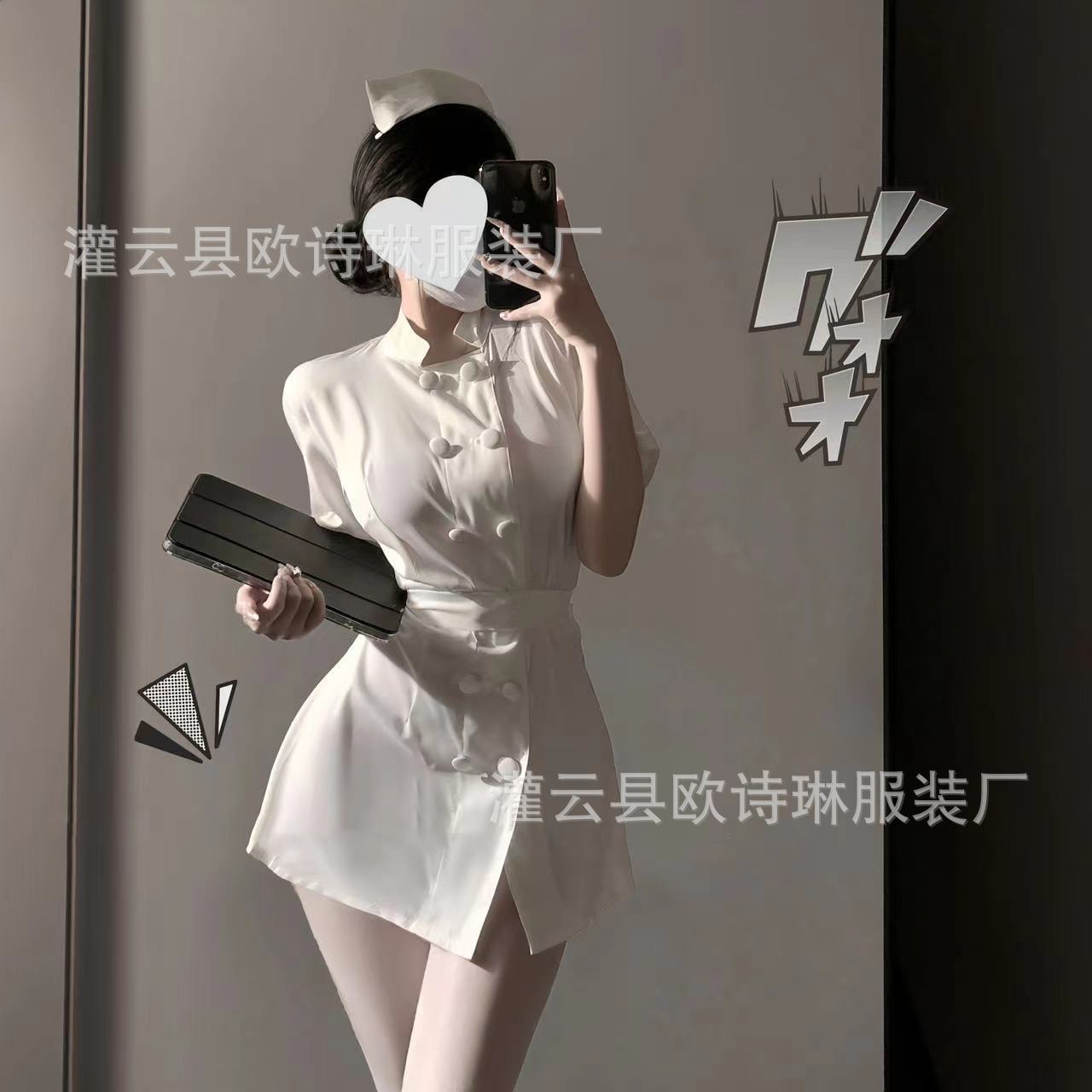 Sexy Lingerie Sexy White Angel Female Nurse Uniform suit Pure Crewneck Slim Fit dress Pajamas for Hair