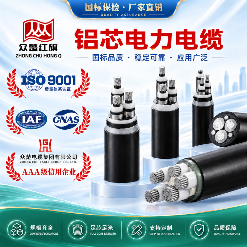 National standard YJLV22 aluminum-core armored power cable, available in 1, 2, 3, 4, 5 cores, or configurations of 3+1, 3+2, or 4+1