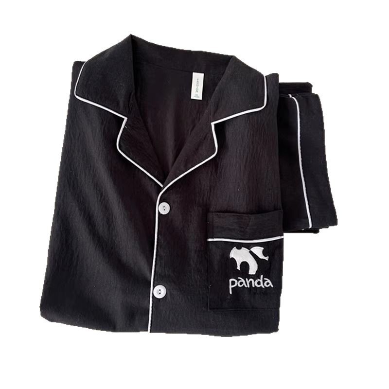 Panda japonés pareja pijama mujer primavera y otoño gaza de algodón pantalones de mangas largas se pueden usar ropa de casa de hombre verano