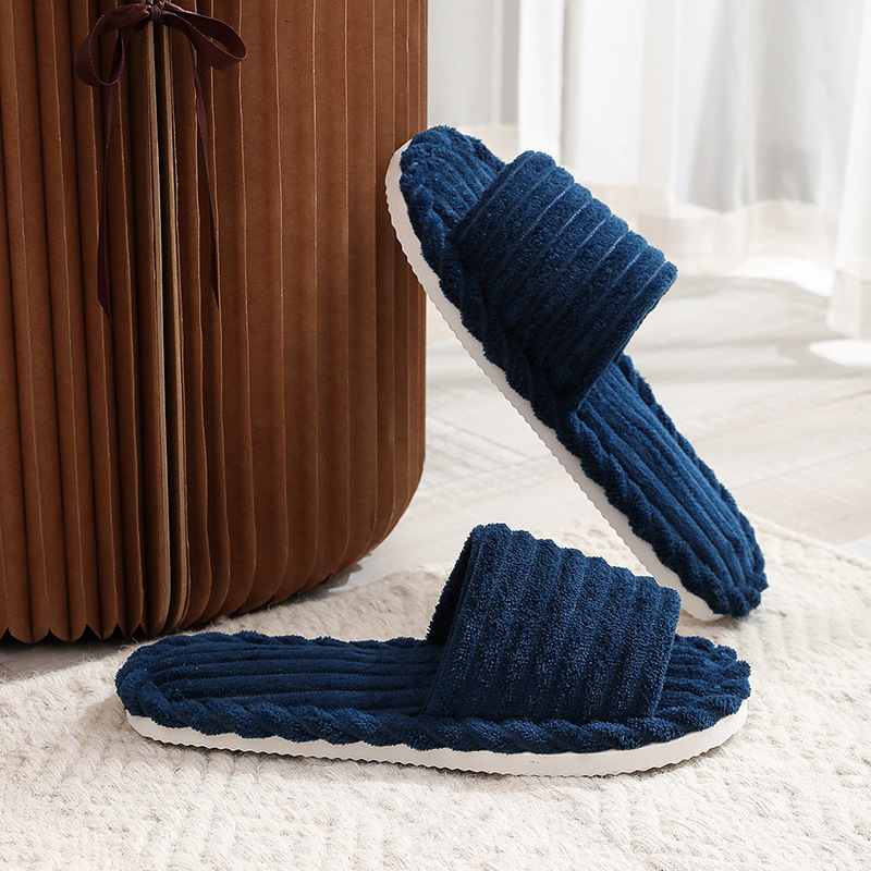 Apertura transfronteriza damas otoño y invierno interior y exterior calentamiento de tela de peluche zapatillas de algodón zapatillas de espuma femenina