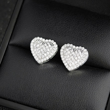 跨境新款 时尚OL微镶锆石爱心女士耳钉 欧美结婚纪念日礼物e6530