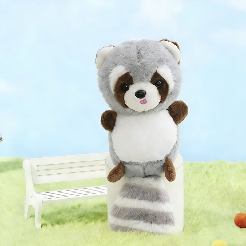 Colgante de juguete de peluche mapache - gris