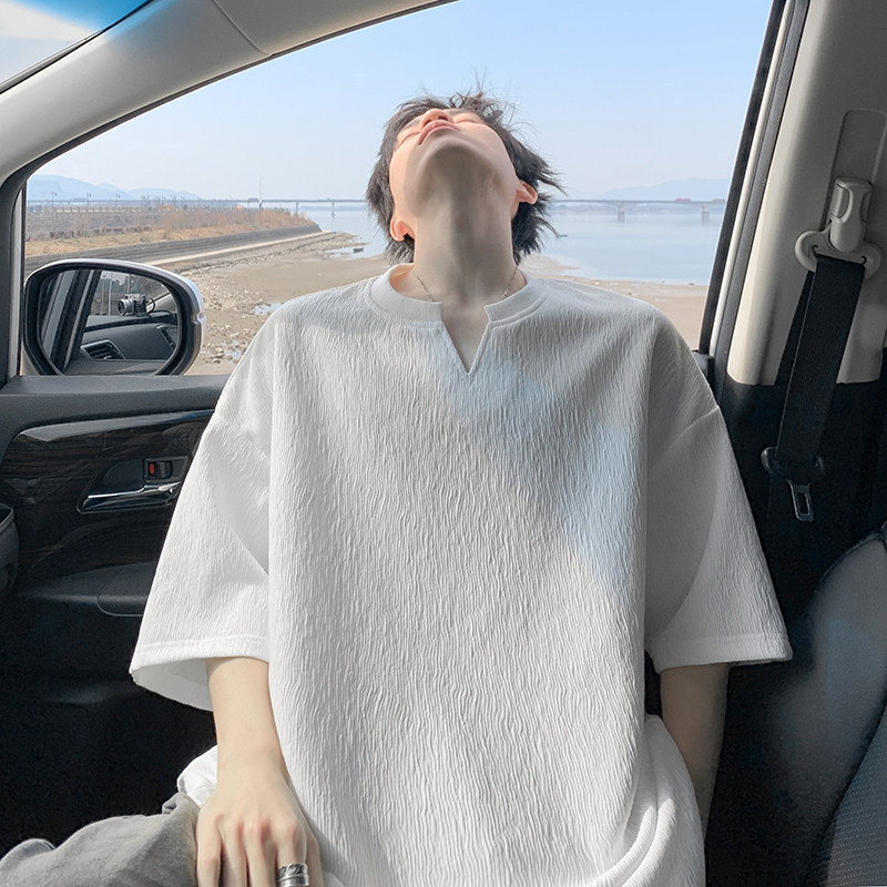 Cleanfit Retro Textured Short-Sleeved Men's Summer Lazy Style Quick-Drying V-Neck T-Shirt Autum Large Size Long-Sleeved Inner Wear Cleanfit Retro Textured Short-Sleeved Men's Summer Lazy Style Quick-Drying V-Neck T-Shirt Autum Large Size Long-Sleeved Inner Wear