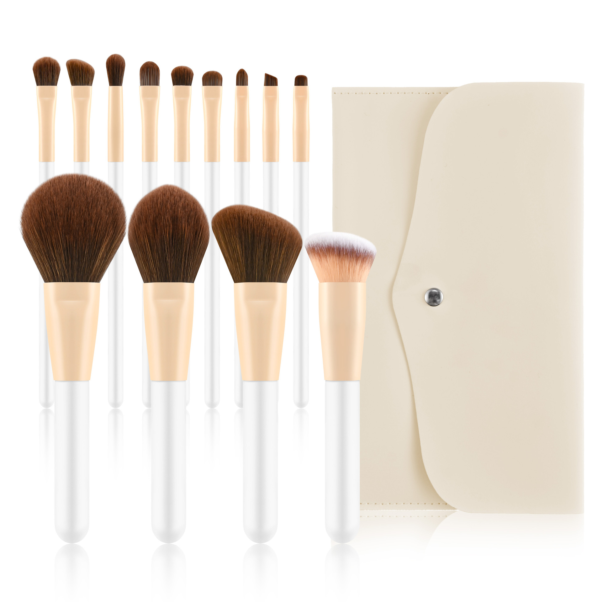 13 pieces of white poppy brown hair and beige hidden buckle bag