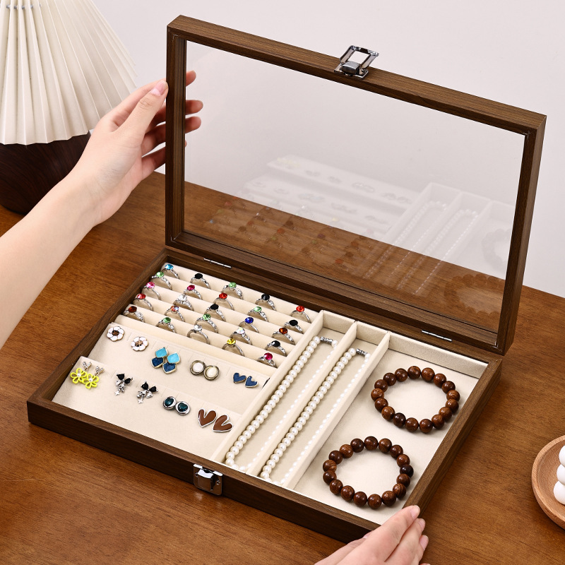 Jewelry Storage Box, High-End Multi-Functional Dust-Proof Jewelry Box with Lid, Bracelet, Necklace, Ring, Earrings Display Box